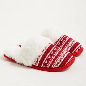 Torrid Red Fair Isle Fur Slip-On Slipper 9WW